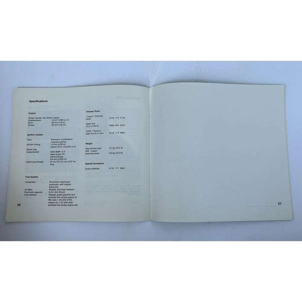 Stihl FS 50 WeedEater WeedWhacker Instruction‎ Owner's Operator Manual